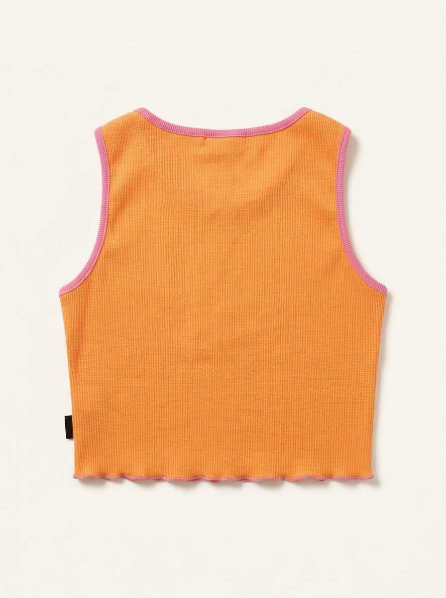 Von Dutch Originals Lettuce Hem Ribbed Crop Tank Top - Image 2
