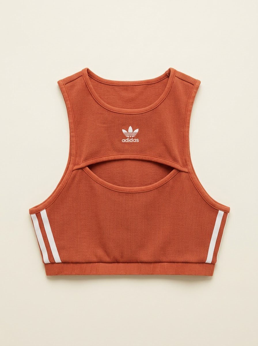 adidas Originals Ribbed Cut-Out Crop Tank Top