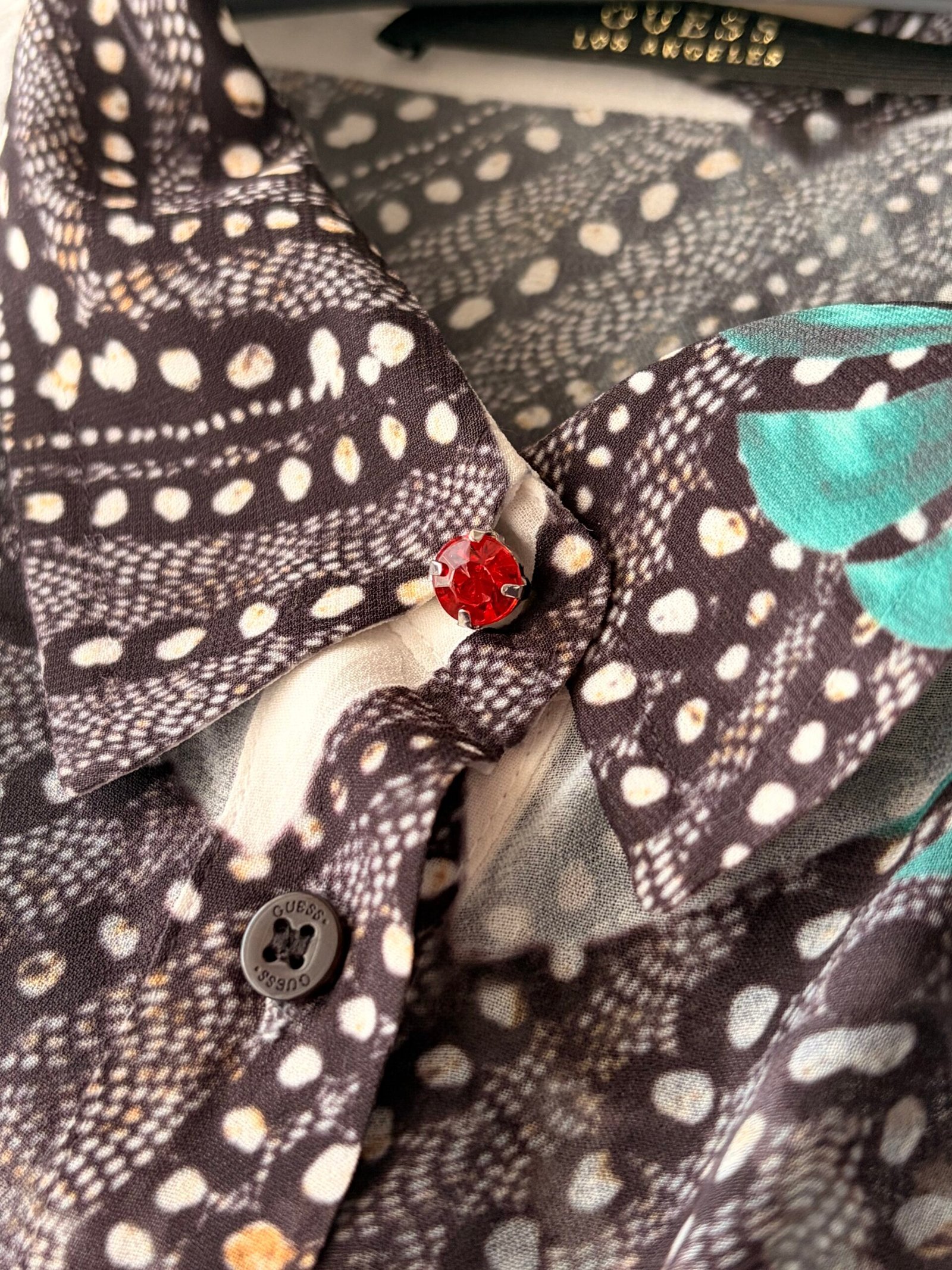 GUESS Sheer Animal & Floral Print Chiffon Shirt - Image 3