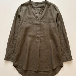Malvin Collarless Linen Tunic Blouse
