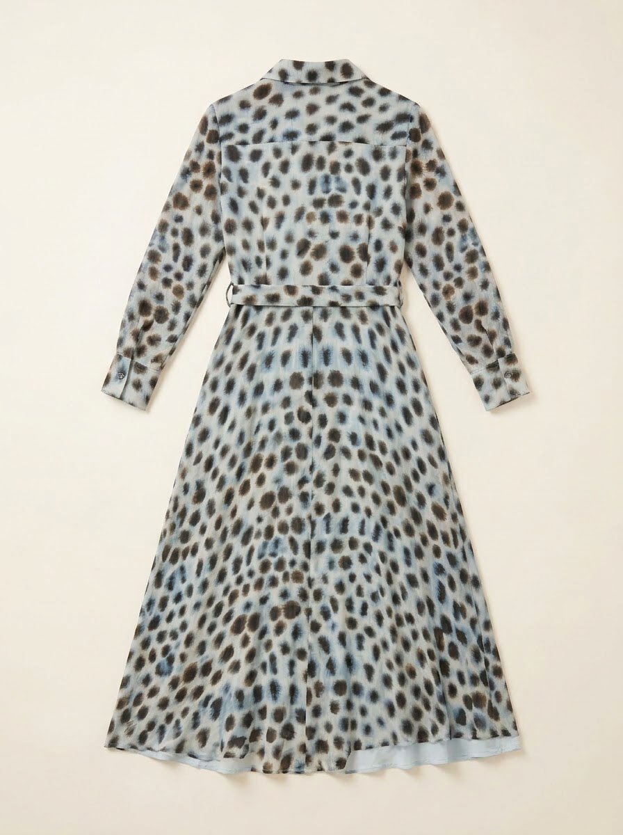Massimo Dutti Blue Abstract Animal Print Maxi Shirt Dress - Image 2
