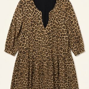 Rich & Royal Tiered Leopard Print Mini Dress