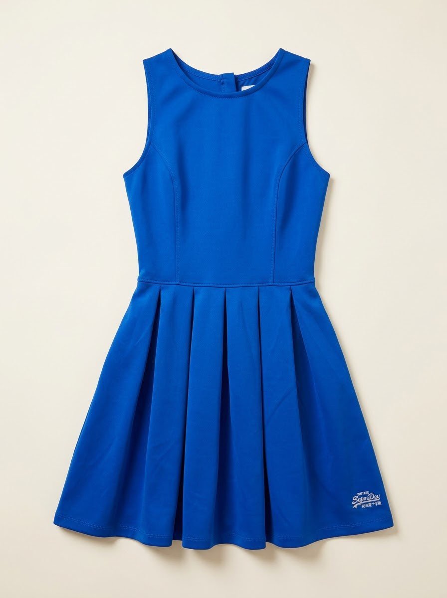 Superdry Royal Blue Pleated Skater Mini Dress